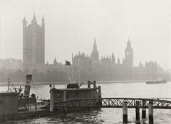 E.O. HOPPE - Houses of Parliament, Surrey Side, Westminster, London, 1925, photography, vintage, England, black and white, architecture