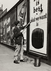 E.O. HOPPE - 'What We Want Is,' Bill Poster, London, 1934, photography, vintage, England, black and whit