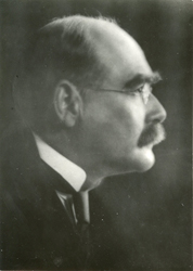 E.O. HOPPE - Rudyard Kipling, writer, 1912, photography, vintage, black and white, portrait