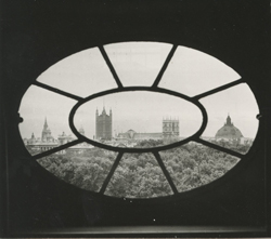 E.O. HOPPE - St. James' Park Towards Westminster, c.1935, London, photograph, vintage, England, black and white, architecture