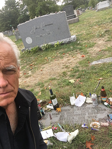 Craig Krull at Jack Kerouac's gravesite in Lowell, MA, 2015