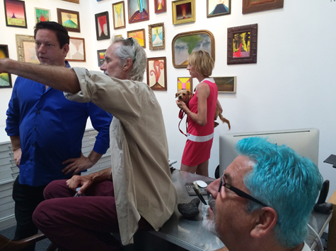 Andy Moses, Ned Evans, Rebecca Cox, and David Lloyd at the opening for Volcano, 2015