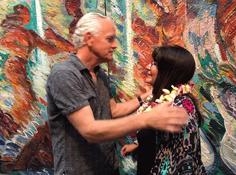 Craig Krull with Elsa Flores Almaraz, at the exhibition, "Domestic," Craig Krull Gallery, 2017