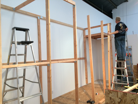 Chris Krull building our new storage racks, Spring 2015