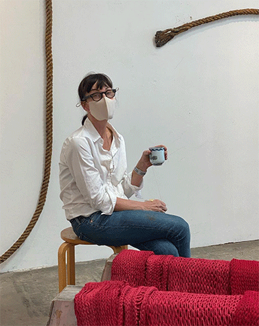 Claudia Parducci in her studio, December 2020