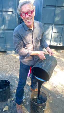 James Griffith collecting tar from the La Brea Tar Pits, Los Angeles, CA