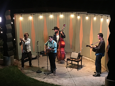 Michael Deyermond and Phranc performing at The Folly Bowl, a garden amphitheater built by Susanna Dadd and James Griffith, 2017