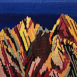 CAROLINE LARSEN - Mountain Stitch, oil painting, mountain, landscape, weaving, alps