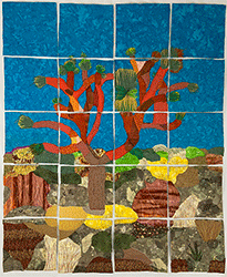 Deborah McAfee - Branched, quilted collage of Joshua Tree 