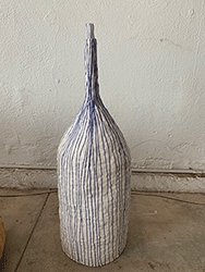 Brittany Mojo - Big Bottle, ceramic, vessel, stripes, sculpture