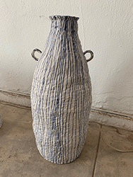 Brittany Mojo - Eared Yankee, vessel, stripes, ceramic, sculpture