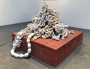 Brittany Mojo - Marina Marinara, ceramic, chains, brick, sculpture