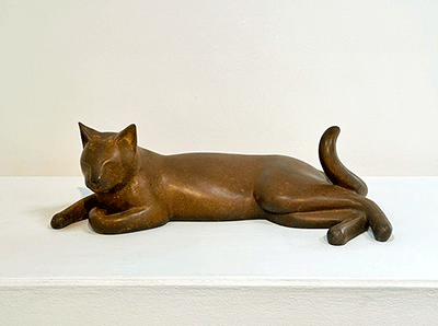 Gwynn Murrill - laying cat, figure, bronze sculpture