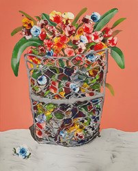 MARK POSEY - Hopeless Romance, painting, still life, los angeles, floral, trash can