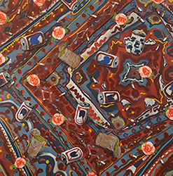 MARK POSEY - Red Rug with Red Flowers, painting, still life, los angeles, floral, pattern