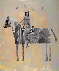 HOLLY ROBERTS - Barefoot Rider, collage, photography, painting