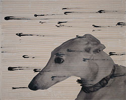 HOLLY ROBERTS - Greyhound Watching, collage, photography, painting