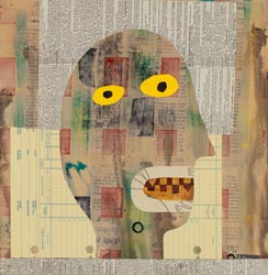 HOLLY ROBERTS - Man with Yellow Eyes, collage, photography, painting