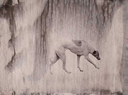 HOLLY ROBERTS - Small Greyhound, collage, photography, painting