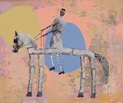 HOLLY ROBERTS - Snake Rider III, collage, photography, painting