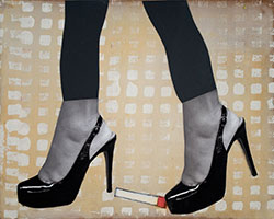 HOLLY ROBERTS - Woman with Heels and Cigarette, collage, photography, painting