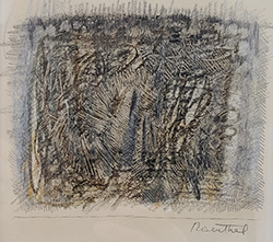 RACHEL ROSENTHAL- Untitled, graphite drawing, mixed media, small scale, abstract