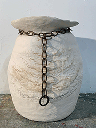 Diane Silver - Vessel with Chain, ceramic, pot, marks