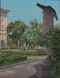 Marc Trujillo - Borghese Gardens, Rome, painting, plein air, oil, garden, sculpture