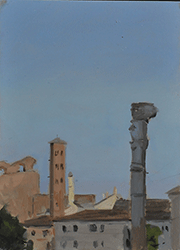 Marc Trujillo - Saint Peters Square, Rome, painting, plein air, oil, ruins, column