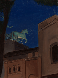 Marc Trujillo - Capitoline Nocturne, Rome, painting, plein air, oil, night, horse