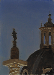 Marc Trujillo - From the Vittoriano at Dusk, Rome, painting, plein air, oil, sculpture, dome