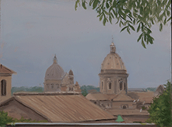 Marc Trujillo - Piazelle Caffarelli, Rome, painting, plein air, oil, church, dome