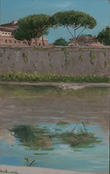 Marc Trujillo - Ponte Sant'Angelo Early Morning, Rome, painting, plein air, oil, trees