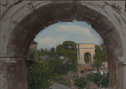 Marc Trujillo - Arch of Constantine Through the Arch of Septimus Severus, Rome, painting, plein air, oil, arch