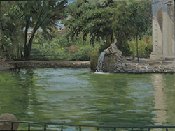 Marc Trujillo - Borghese Gardens, Rome, painting, plein air, oil, fountain