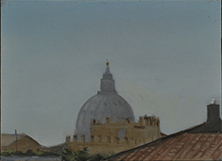 Marc Trujillo - Saint Peter's from Campo di Fiore, Rome, painting, plein air, oil, dome