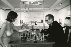 JULIAN WASSER - Duchamp Playing Chess with a Nude Eve Babitz, Pasadena Art Museum