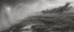 HILARY BRACE - charcoal drawing, landscape, water