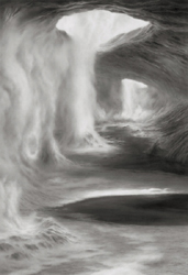 HILARY BRACE - charcoal drawing, landscape, clouds, cave