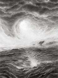 HILARY BRACE - charcoal drawing, landscape, clouds