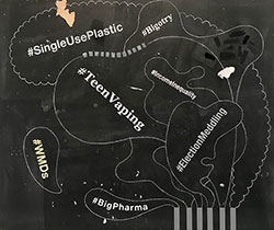 GREG COLSON - Trending and Non-trending, Harmful Emissions, map, visual chart, abstract, conceptual, contemporary concerns