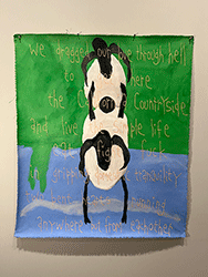 MICHAEL DEYERMOND - We dragged our love through hell, sheep, text, painting, conceptual