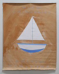 MICHAEL DEYERMOND - Don't Be Sad Darling, ship, boat, text, painting, California, conceptual