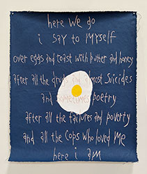 MICHAEL DEYERMOND - Here We Go, egg, text, painting, California, conceptual