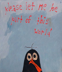 MICHAEL DEYERMOND - Please Let Me Be Part of This World, painting, California, conceptual, penguin