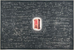 LAURA FORMAN - Untitled, pastel on paper, drawing, phonebooth, chalkboard