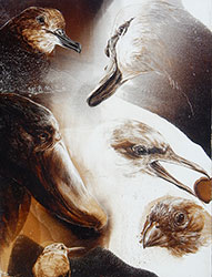 JAMES GRIFFITH - Strangers and Relatives #3, birds, painting, tar, abstract, figurative, realism, animal