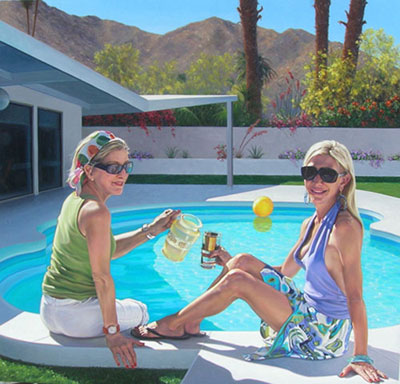 D.J. HALL - Mellow, painting, pool, figures, California