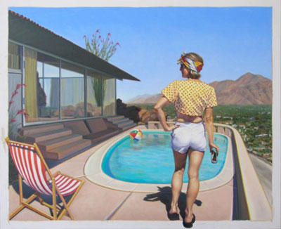 D.J. HALL - Step Into the Future, painting, pool, figure, California